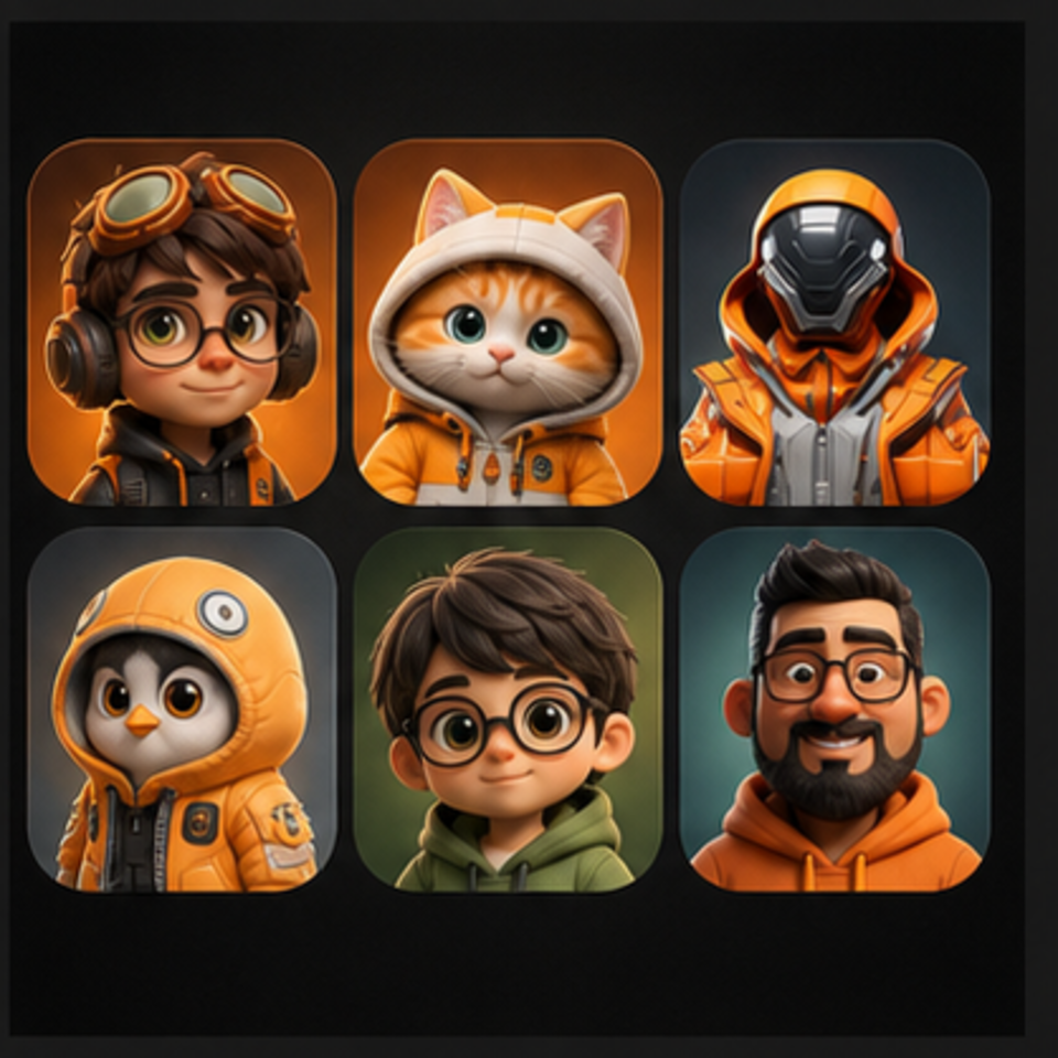 A grid of cute 3D figurine style presets