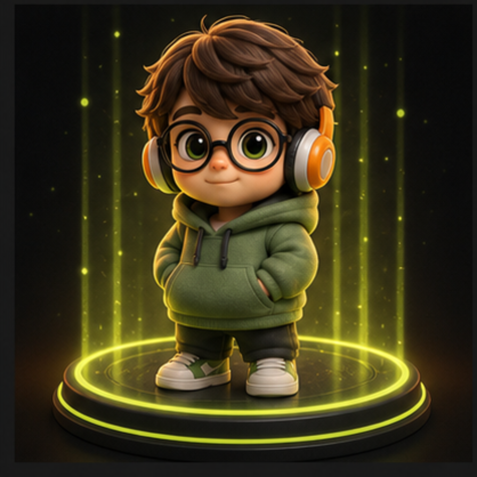 Preview of a generated 3D figurine on a glowing render stage